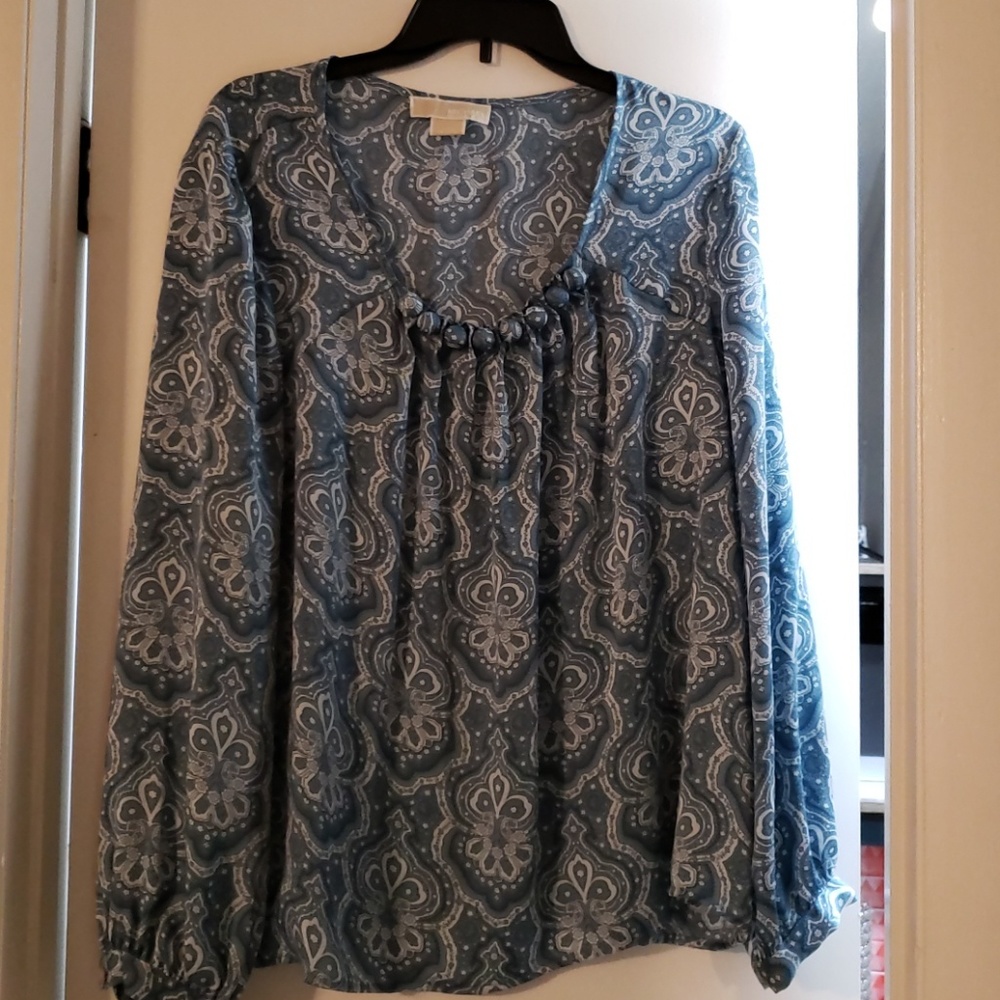 MICHAEL KORS Silk Paisley Blouse Top